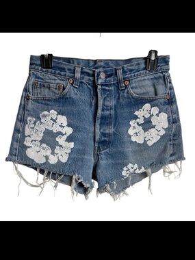 Rare Denim Tears X Levi's 'Cotton Wreath' Vtg Big E 501 Levis Shorts Women Sz 28